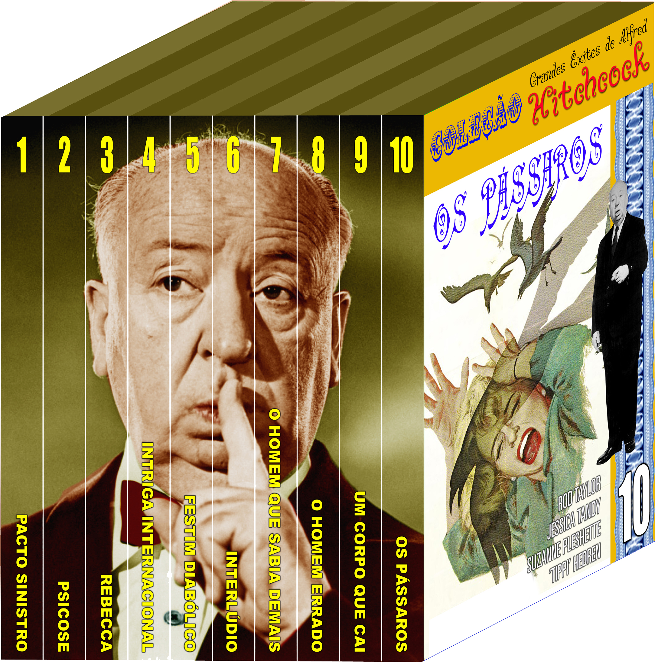 COLEÇÃO HITCHCOCK FILMES DE CINEMA em 10 DVDS